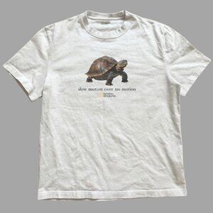 White - National Geographic turtle “slow motion over no motion” T-shirt